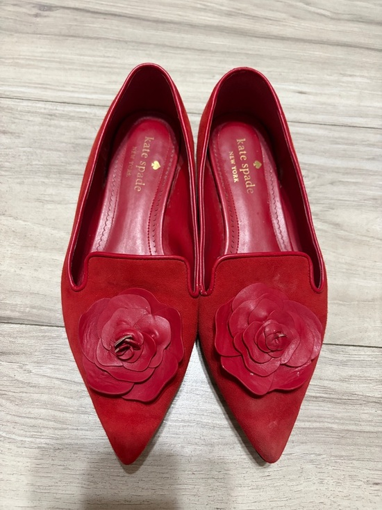 kate spade Shoes - kate spade Red Floral Pointed Suede Flats
